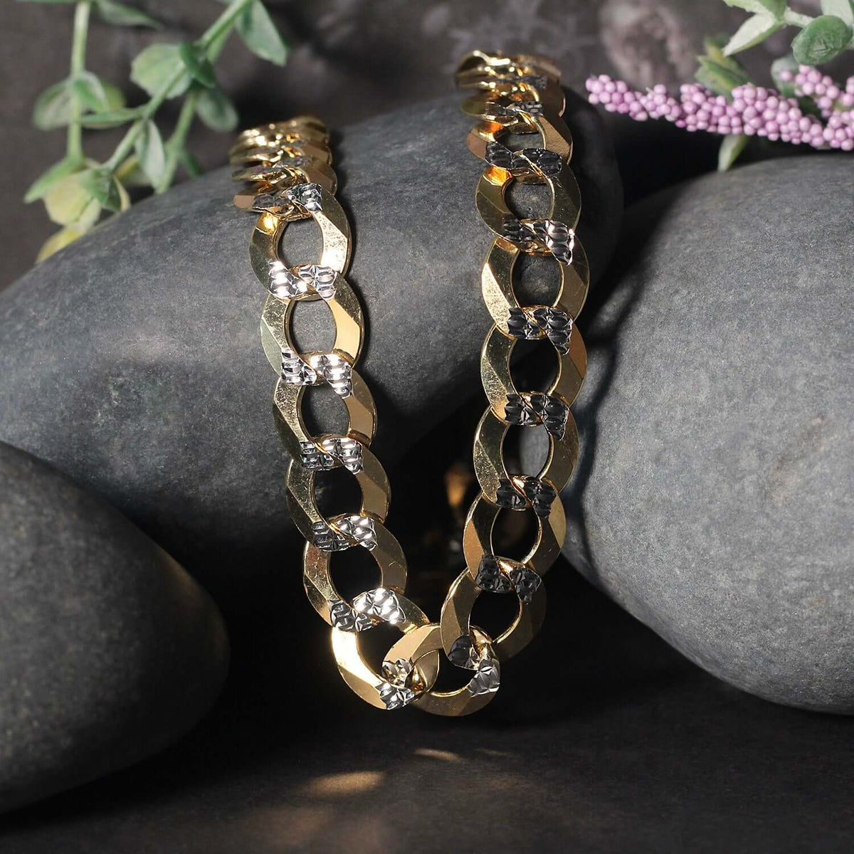 Gold Pave Curb Chain