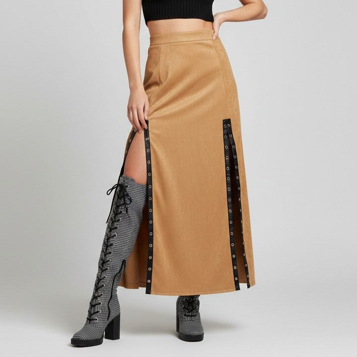 Suede Panel Skirt