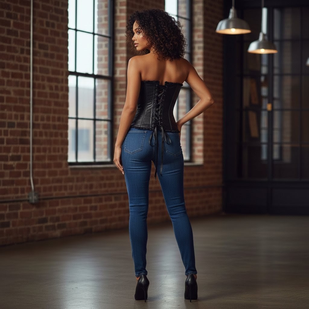 Black Suede and Leather Corset