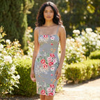 Floral Brocade Satin Print Shift Dress