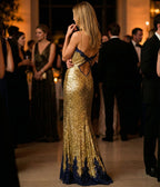 Gold sequin and jacquard Lauren Dress