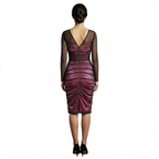 Satin and Mesh Ruched Shift with net Sleeves