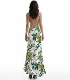 Reversible Backless Jersey Dress Green/Floral
