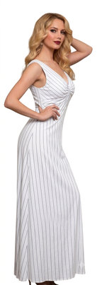 Reversible Backless Jersey Dress White/Stripe