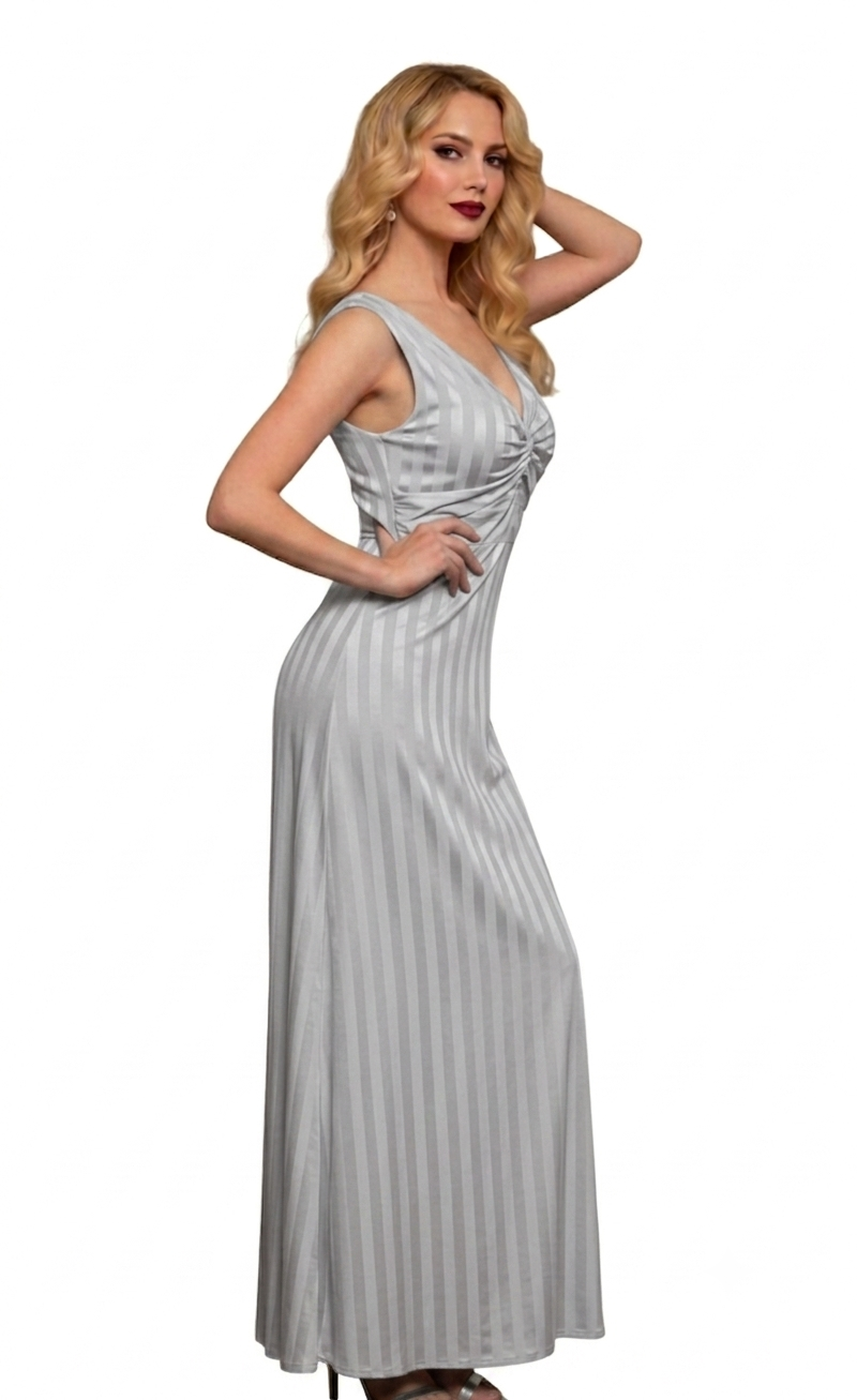 Reversible Backless Jersey Dress Grey/Stripe