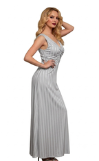Reversible Backless Jersey Dress Grey/Stripe