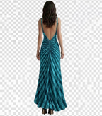 Reversible Backless Jersey Dress Teal/Stripe