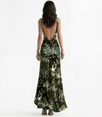 Reversible Backless Jersey Dress Khaki/Print