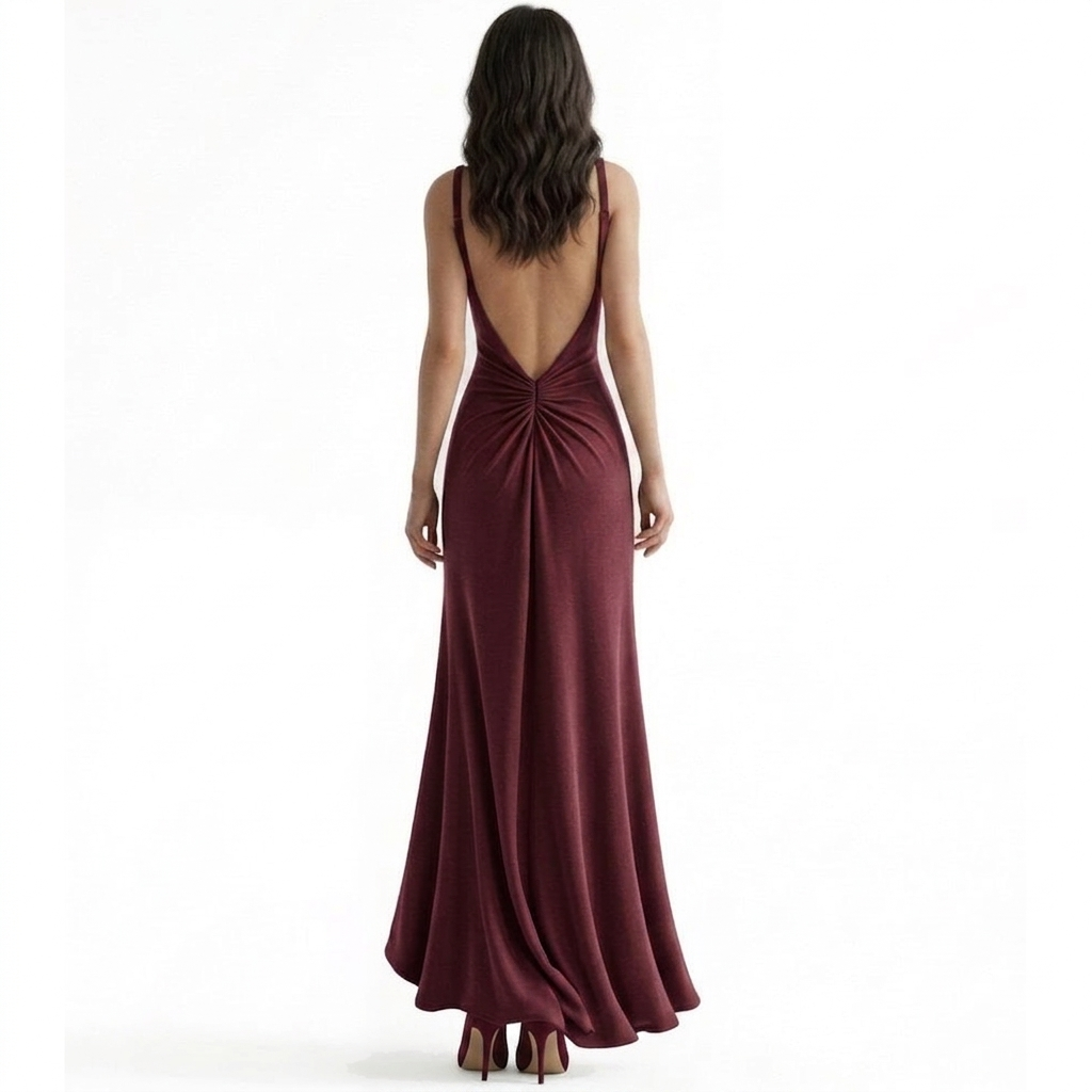 Reversible Backless Jersey Dress Red