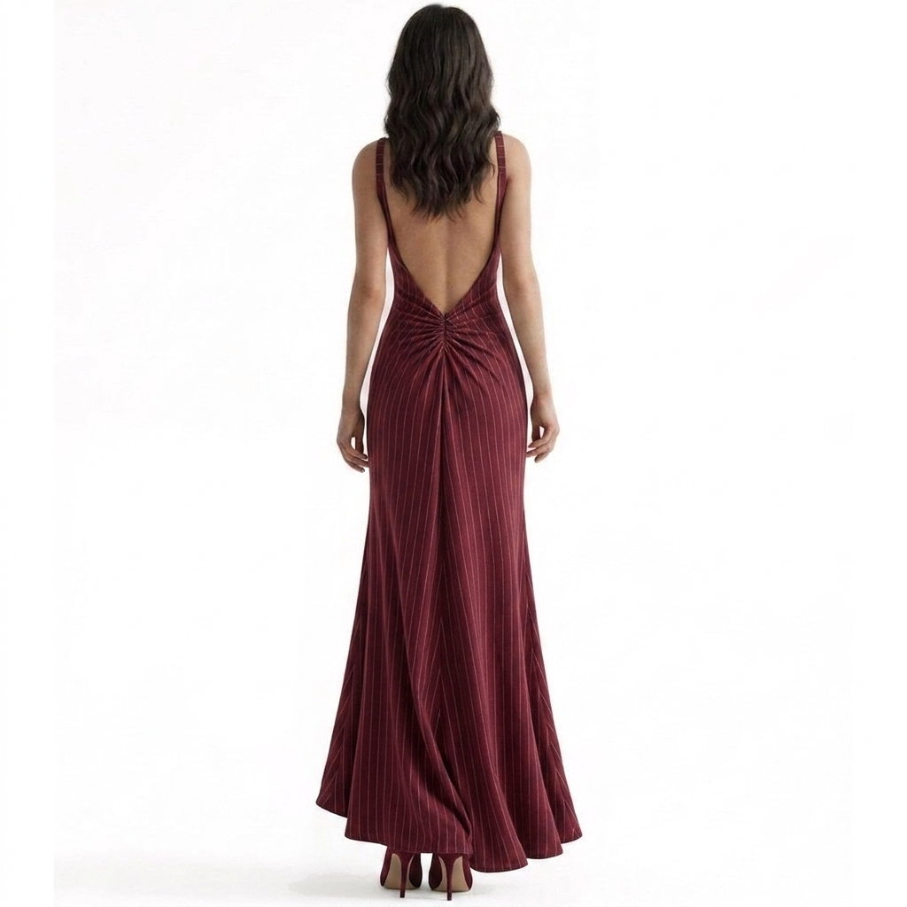 Reversible Backless Jersey Dress Red