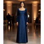 Laced Velour Gown - Blue