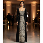 Laced Velour Gown - Gold