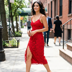 Latin Style Dress Red Lace