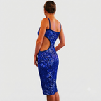 Holder Couture Cutout Waist Bodycon Blue back view