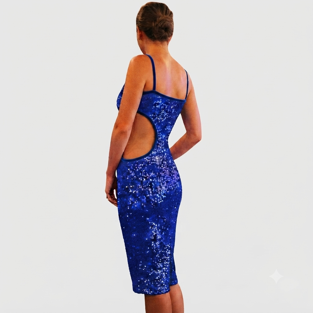 Holder Couture Cutout Waist Bodycon Blue back view