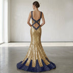 Gold sequin and jacquard Lauren Dress