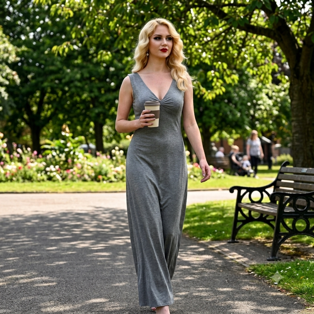 Reversible Backless Jersey Dress Grey/Stripe