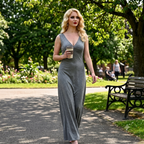 Reversible Backless Jersey Dress Grey/Stripe