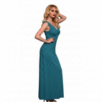 Reversible Backless Jersey Dress Teal/Stripe