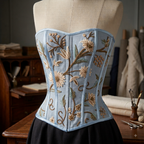 Regency Blue Silk Corset