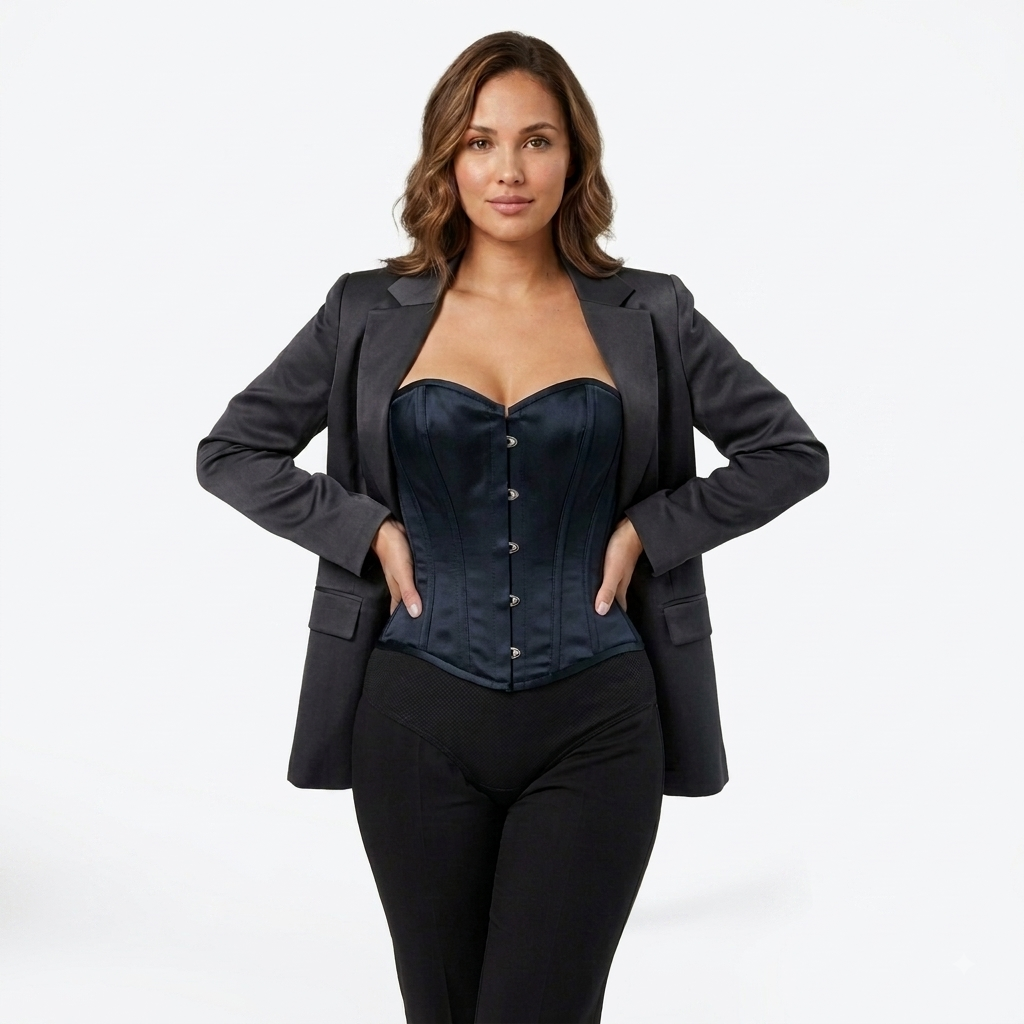 Midnight Blue Satin Corset