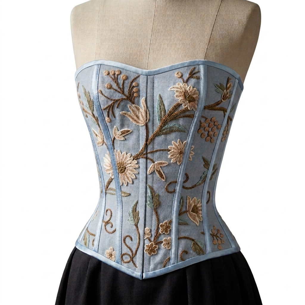 Regency Blue Silk Corset