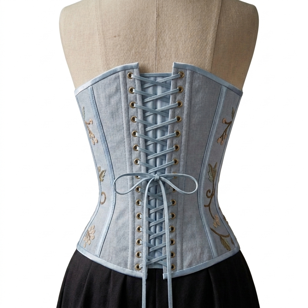 Regency Blue Silk Corset