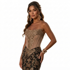 Beige Medieval Style Corset Dress