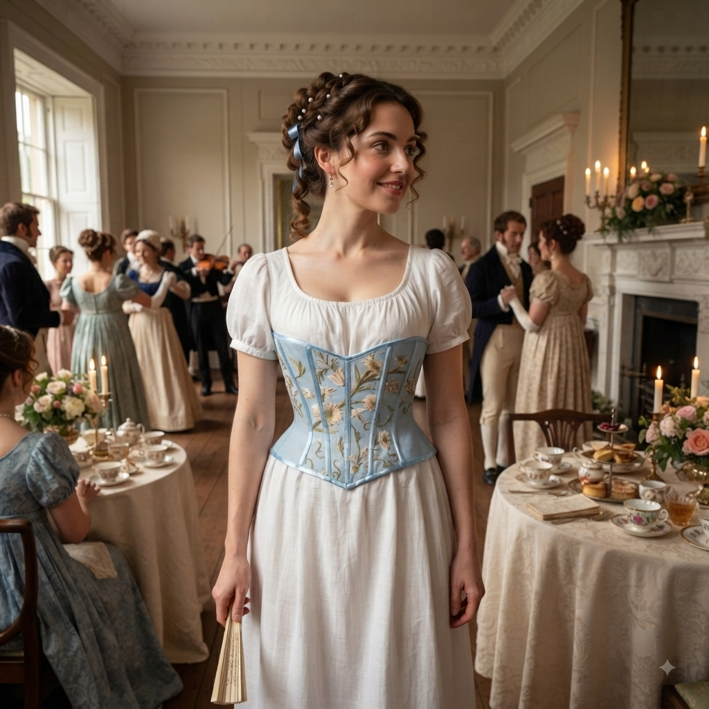 Regency Blue Silk Cincher