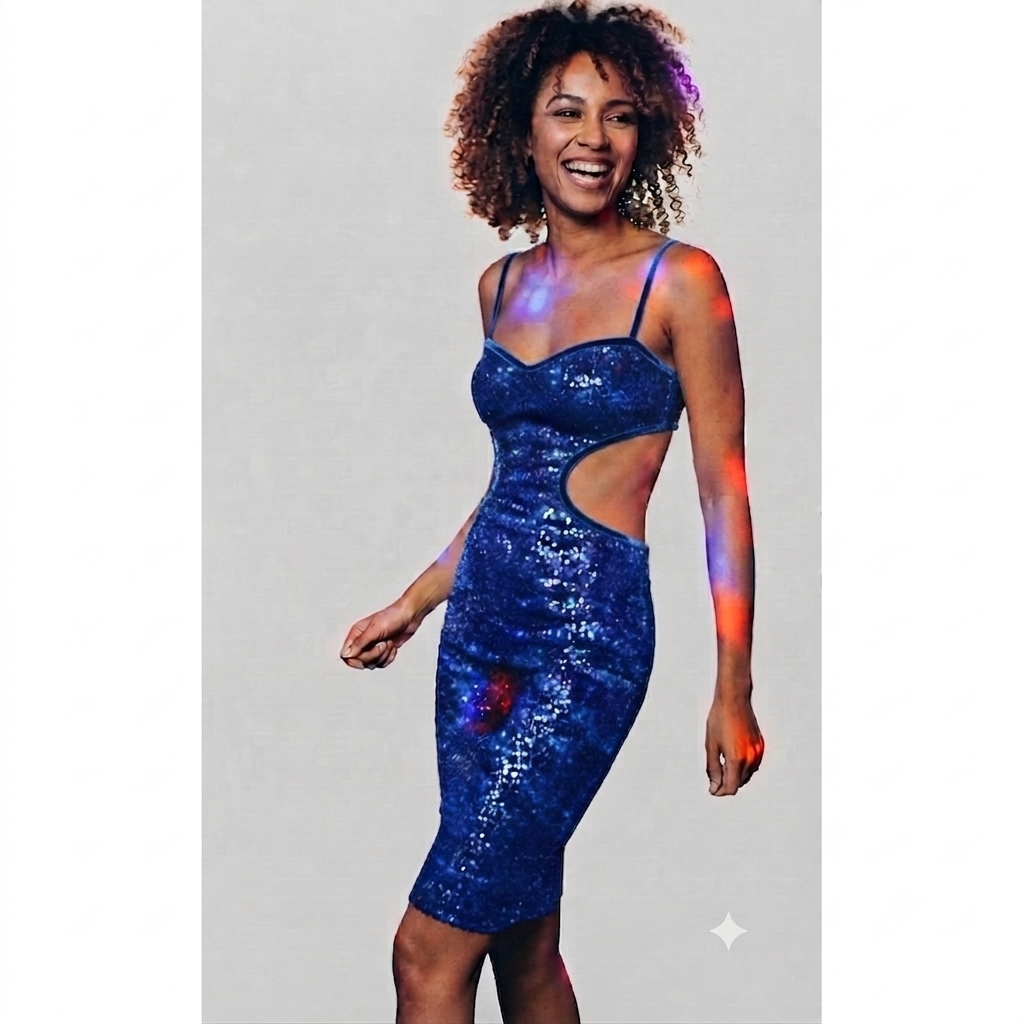 Holder Couture Cutout Waist Bodycon Blue front view