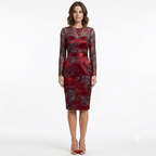 Floral Bustier Dress Black and Red