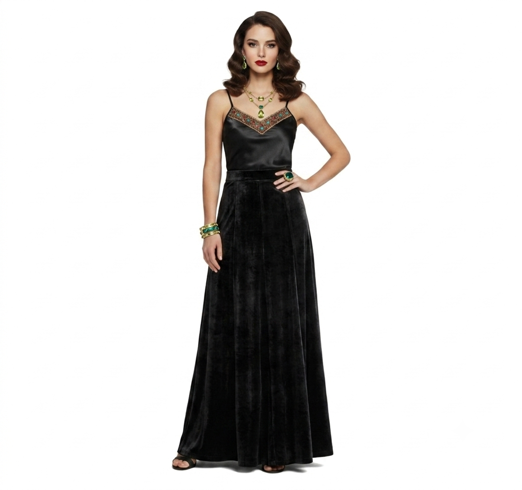 Full Length Velvet Skirt