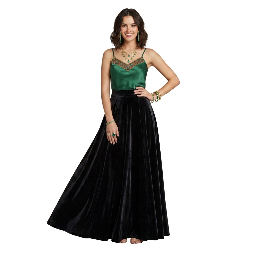 Full Length Velvet Skirt