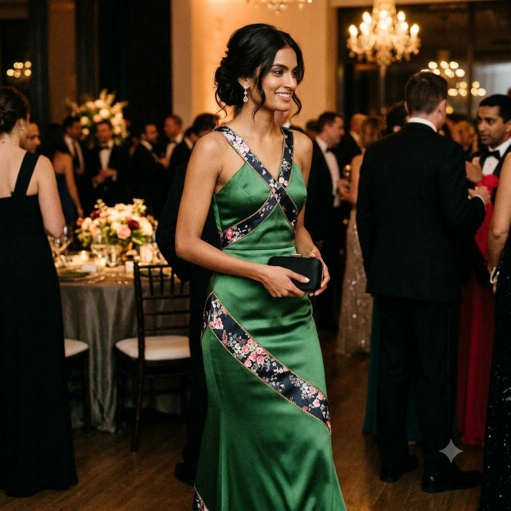 Wraparound Vine Gown Satin