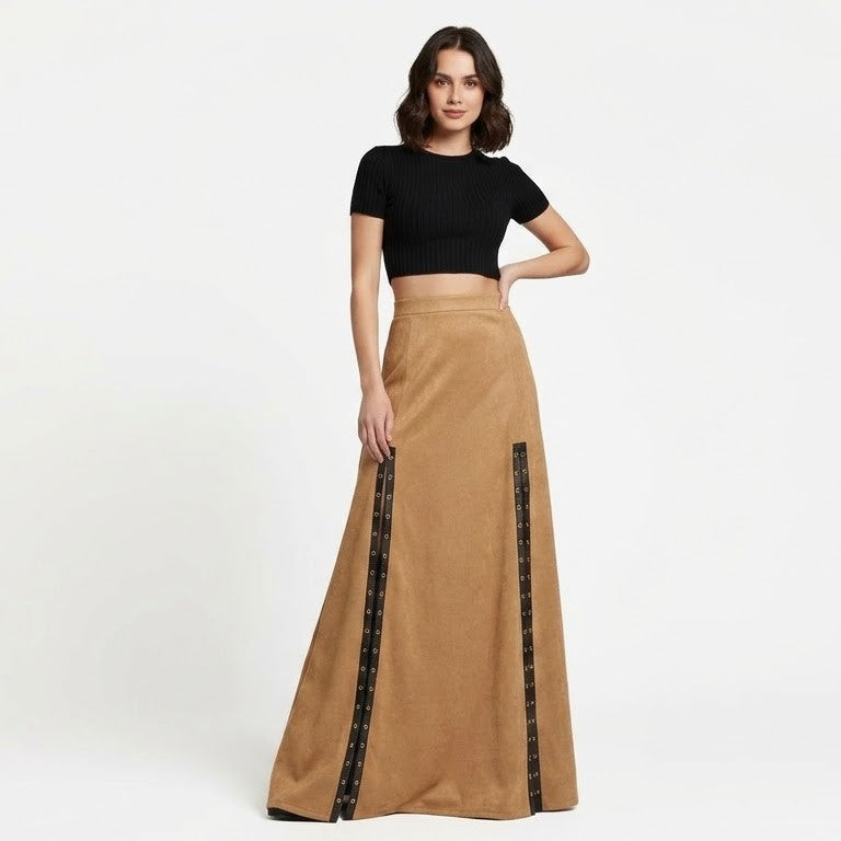 Suede Panel Skirt