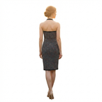 网眼佩斯利花纹露背连衣裙