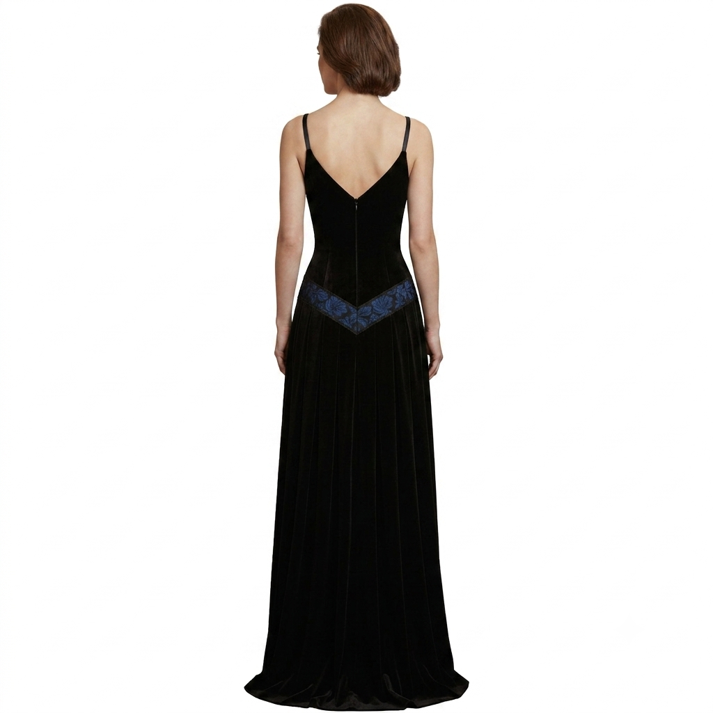 Black Velvet Medieval Maxi Dress