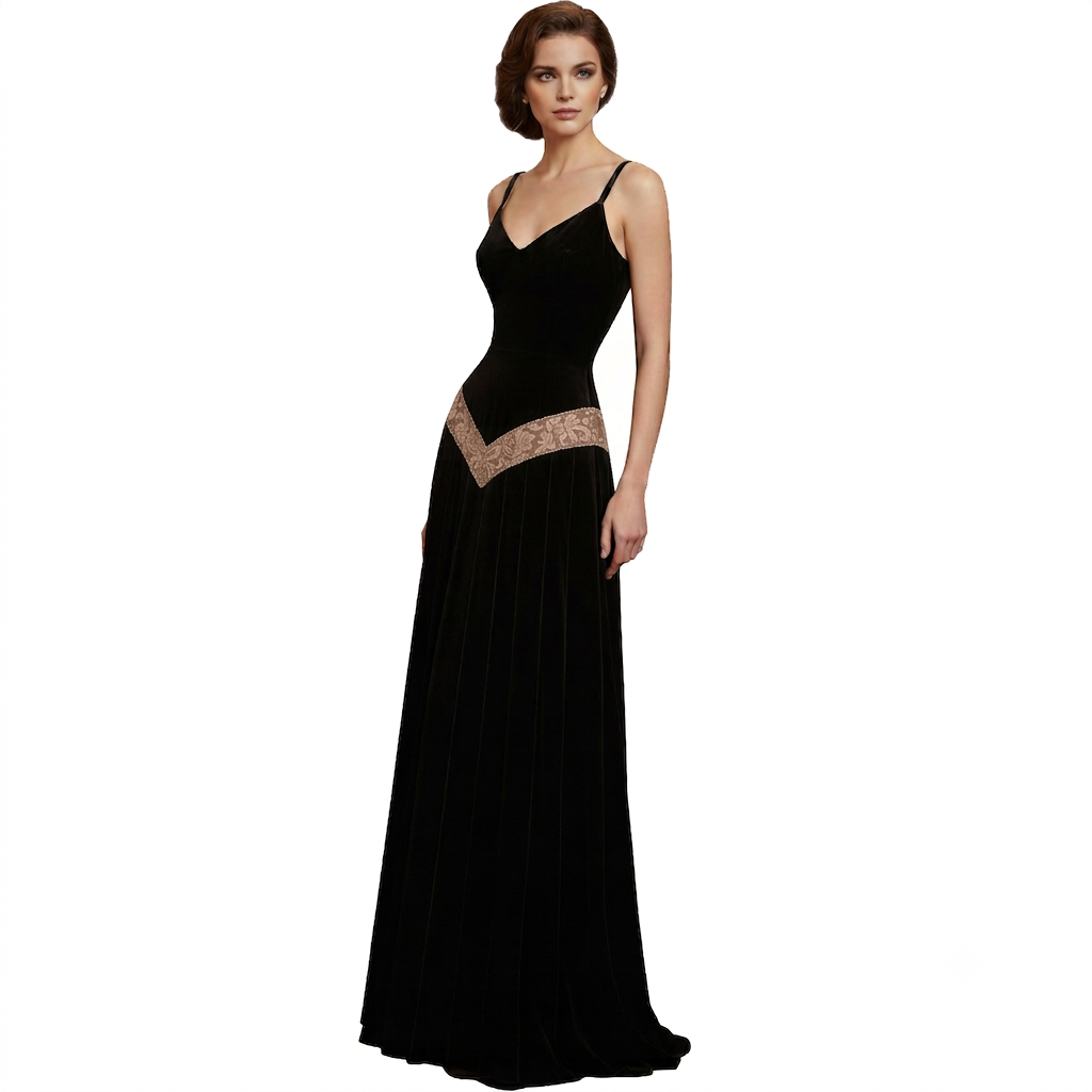 Black Velvet Medieval Maxi Dress