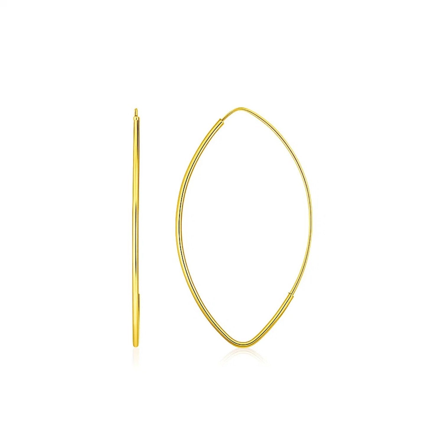 Gold Polished Long Marquise Earrings