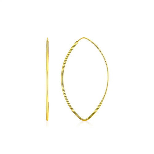 Gold Polished Long Marquise Earrings