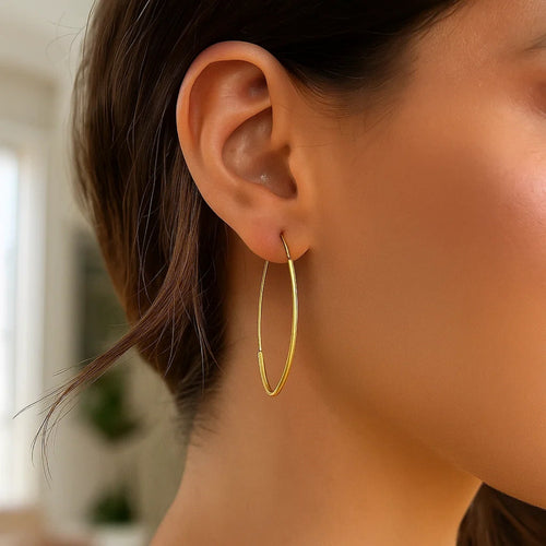 Gold Polished Long Marquise Earrings