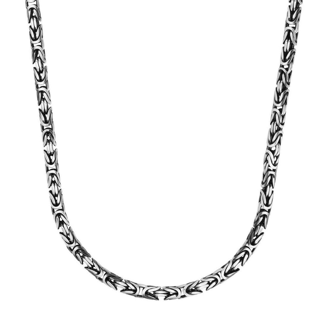 Sterling Silver Gunmetal Finish Byzantine Chain Necklace 24"