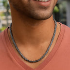 Sterling Silver Gunmetal Finish Byzantine Chain Necklace 24"