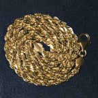 14k Yellow Gold Solid Diamond Cut Rope Chain (5.00 mm)