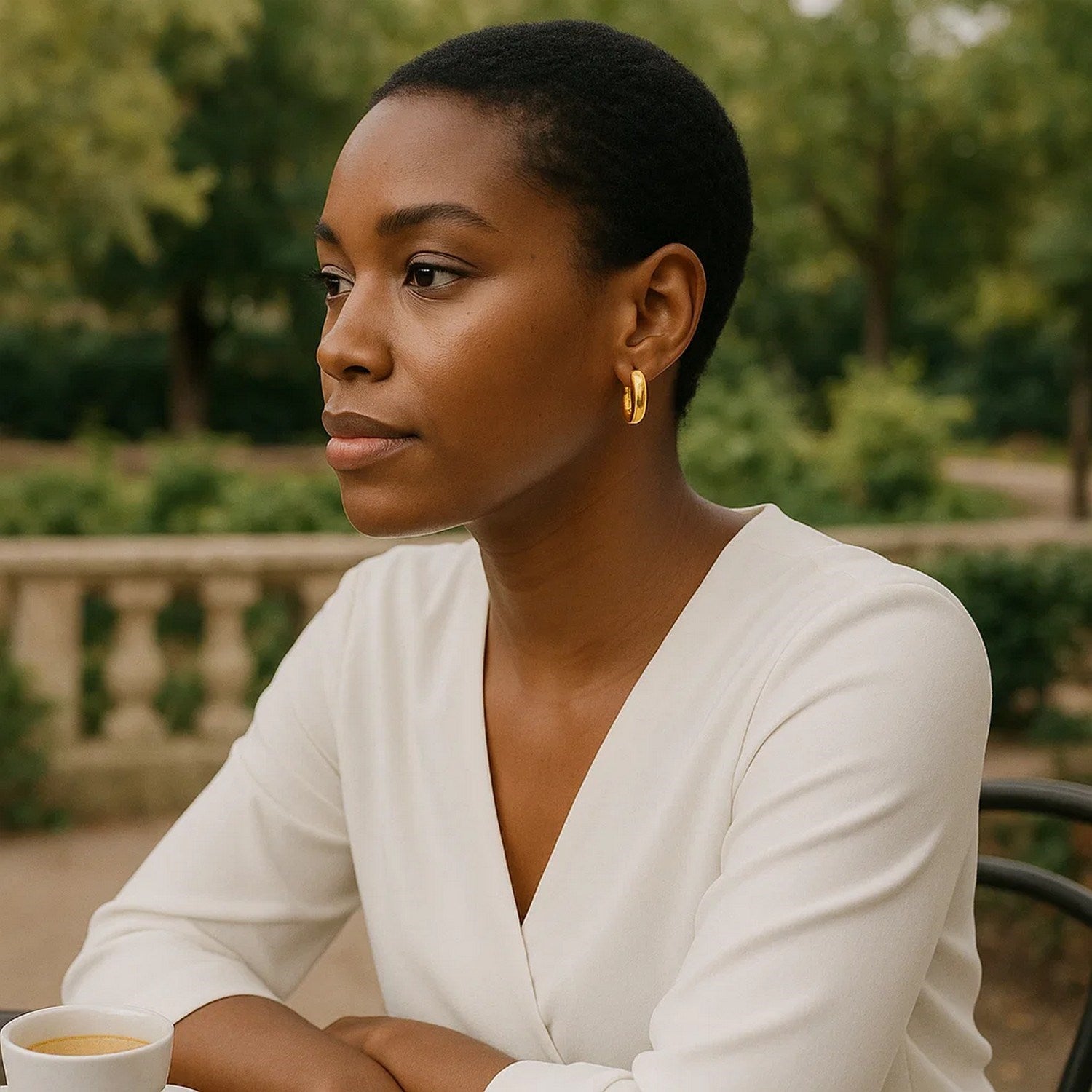 14k Yellow Gold Wide Medium Hoop Earrings with Snap Lock