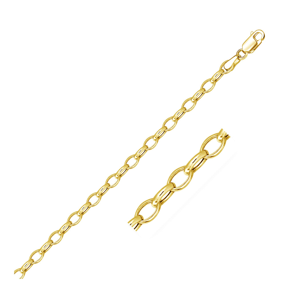 14k Yellow Gold Oval Rolo Chain (4.6 mm) 18"