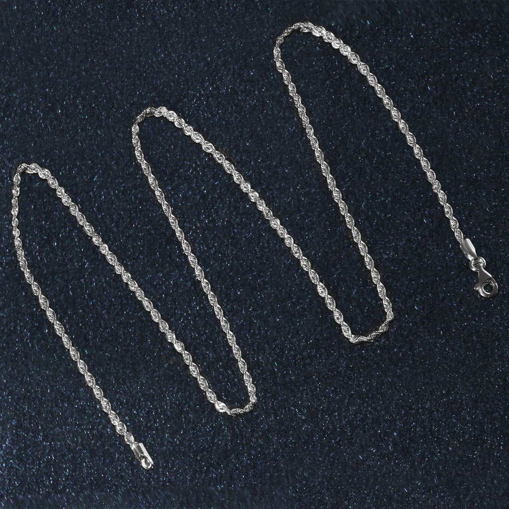 14k White Gold Solid Diamond Cut Rope Chain (1.80 mm)