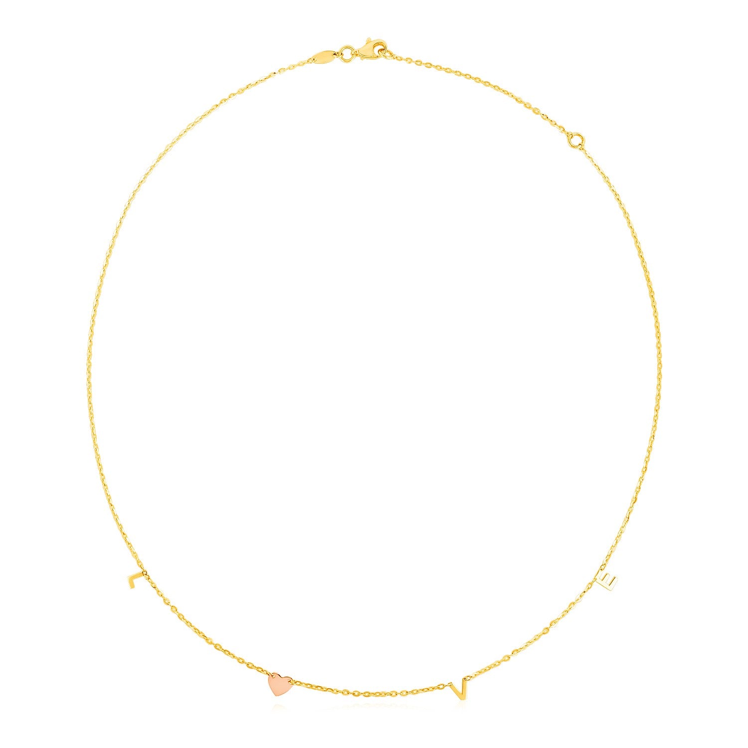 14k Two Tone Gold Love Necklace 18"