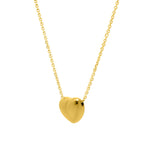Small Puffed Heart Necklace in 14K Yellow Gold 18"