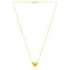 Small Puffed Heart Necklace in 14K Yellow Gold 18"